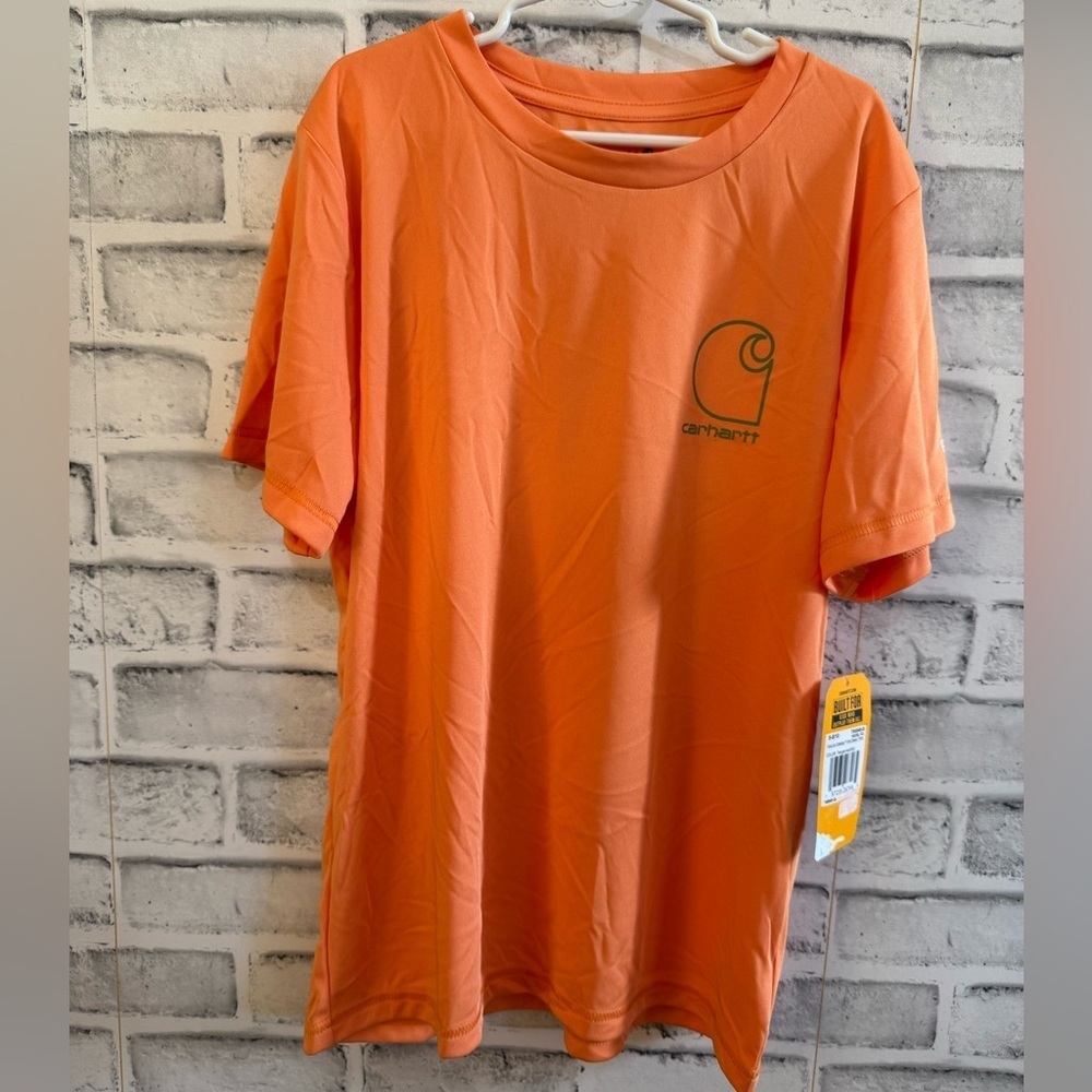NWT Youth Carhartt sun defender lightweight tangerine short sleeve t-shirt, 8/10